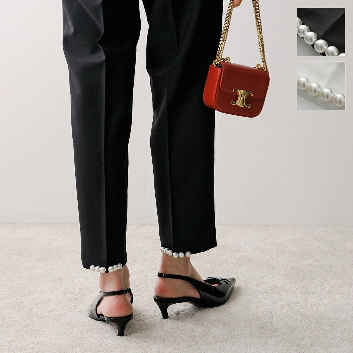 PICCIN ピッチン 裾パールパンツ 901970 レディース イージーパンツ タックパンツ センタープレス テーパード フルレングス カラー2色 10,582円