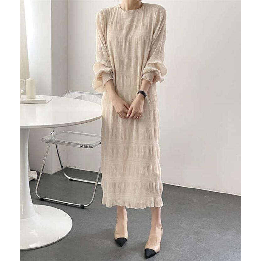 ワンピースレディース長袖春ワッシャーロング丈大きいサイズシワワッシャーワンピース体型カバー着痩せ着回しきれいめ30%までに制限
