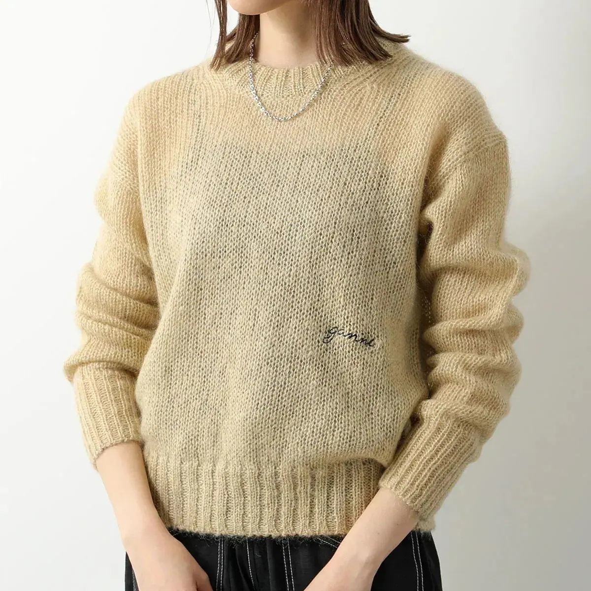 GANNI ガニー ニット Mohair O-neck Pullover K1918 2597 レディース セーター クルーネック プルオーバー モヘア ウール