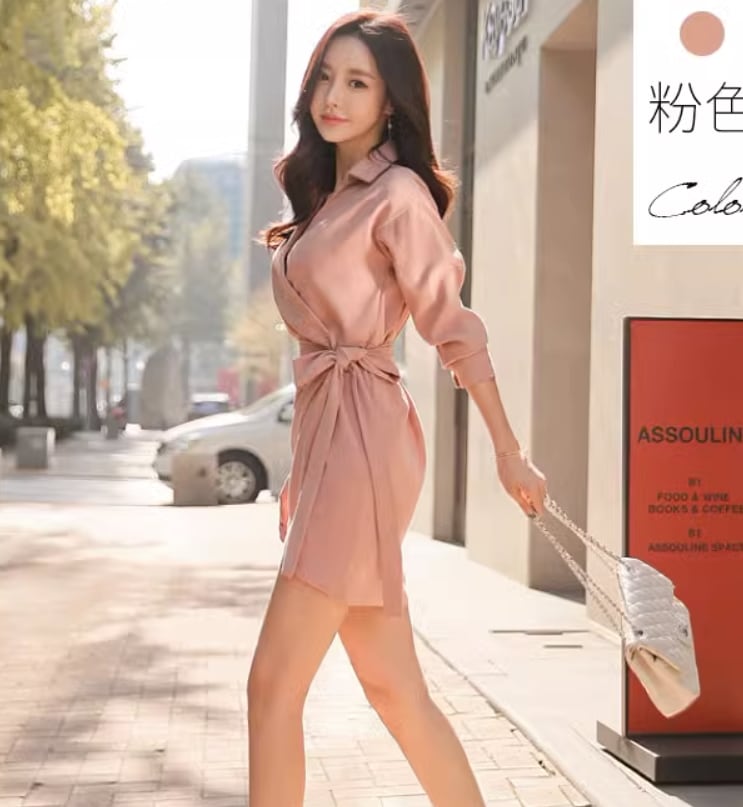 ワンピース デート モテアイテム シャツワンピース ウエストデザイン リボン ミニ丈 大人可愛い きれいめ 上品 おしゃれ かっこいい 大人可愛い ラブリー キュート ガーリー クール モード系