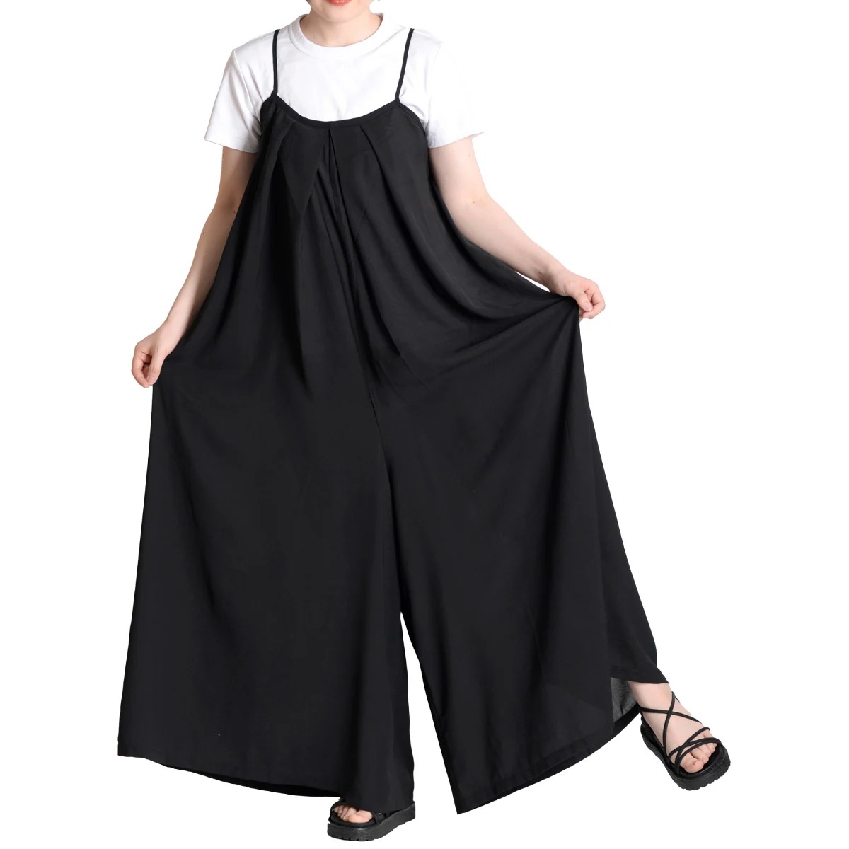 サロペット パンツ オーバーオール レディース 春 夏 秋 冬 パンツ ワイド ロング フレア ワイドパンツ 大きいサイズ オールインワン 服 無地 ガウチョ ガウチョパンツ スカーチョ フレアパンツ