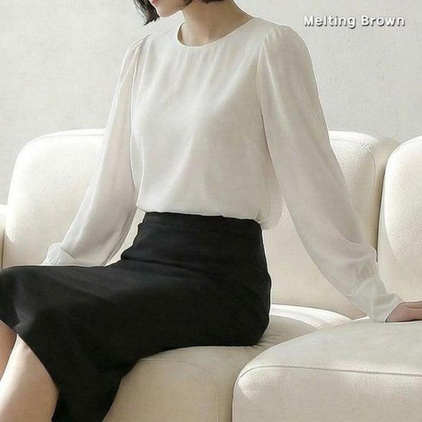 女性長袖面接ブラウス T09