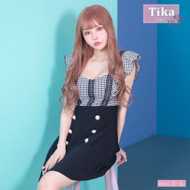 韓国 ドレス キャバ チェック ミニワンピース フリル ミニドレス ホワイト ブラック キャバドレス キャバ嬢 キャバクラ ミニ ワンピース 裾フリル 白 黒 激安 袖 ホステス キャバワンピ 大人 10,138円