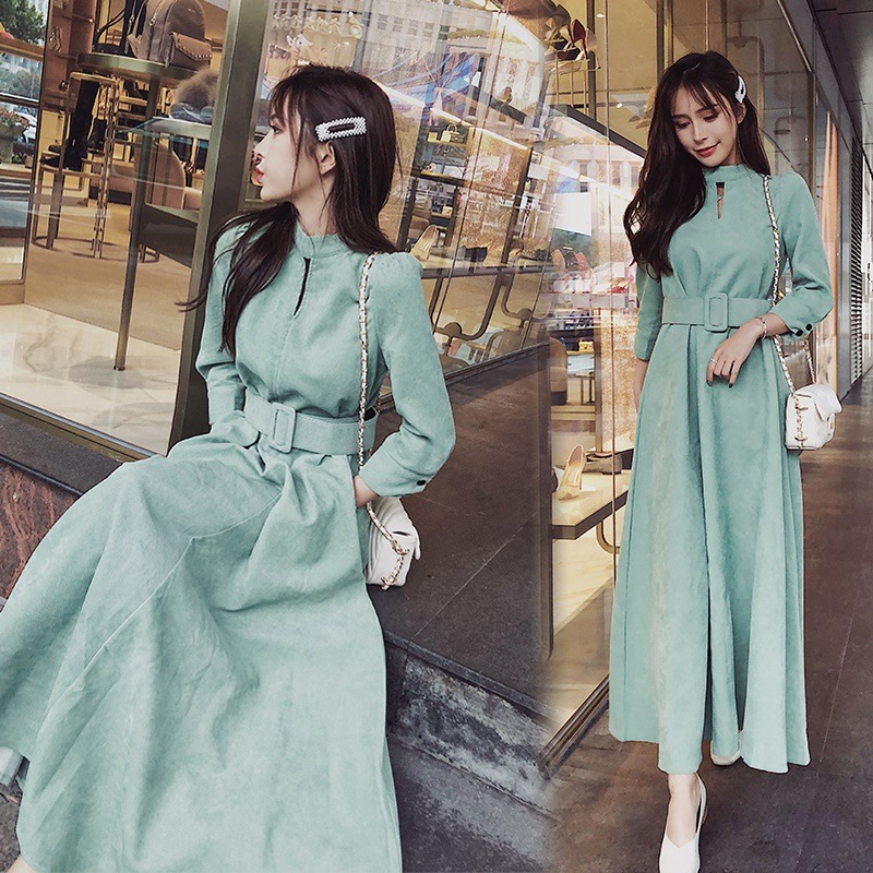 フランス復古スカートをもらわ山本(春の女の腰の気質で底が長袖の超仙ワンピース