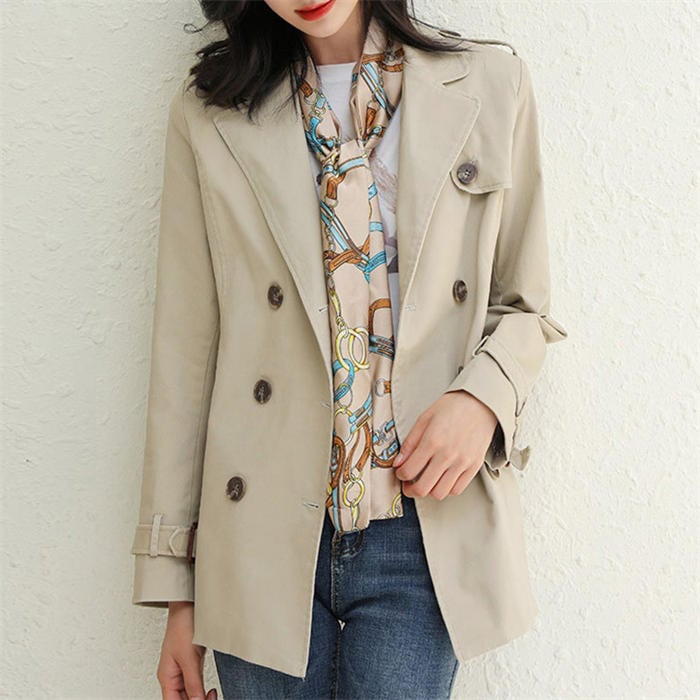 新しい オフィス 春 50代 秋 30代 ショートコート コート 40代 おしゃれ ネイビー きれいめ ライトアウター スプリングコート ゆったり 上品 秋コート ショート レディース トレンチコート