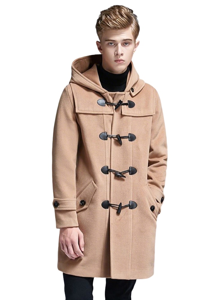 ダッフルコート メンズ ロングコート 男子 学生 フード付き 軽量 暖かい 通勤 通学 休日 カジュアル きれいめ トレンチコート キャメル 防寒 おしゃれ 体型カバー 大きいサイズ 秋冬 アウター