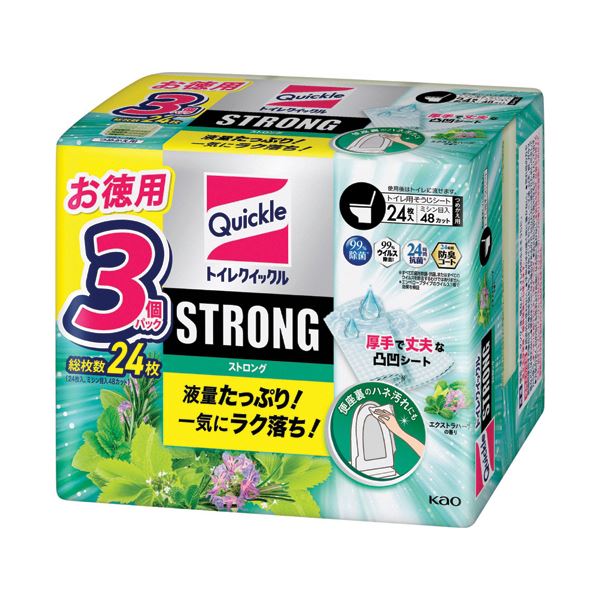 （まとめ） 花王トイレクイックル STRONG エクストラハーブの香り つめかえ用 1パック（24枚） (×5セット)