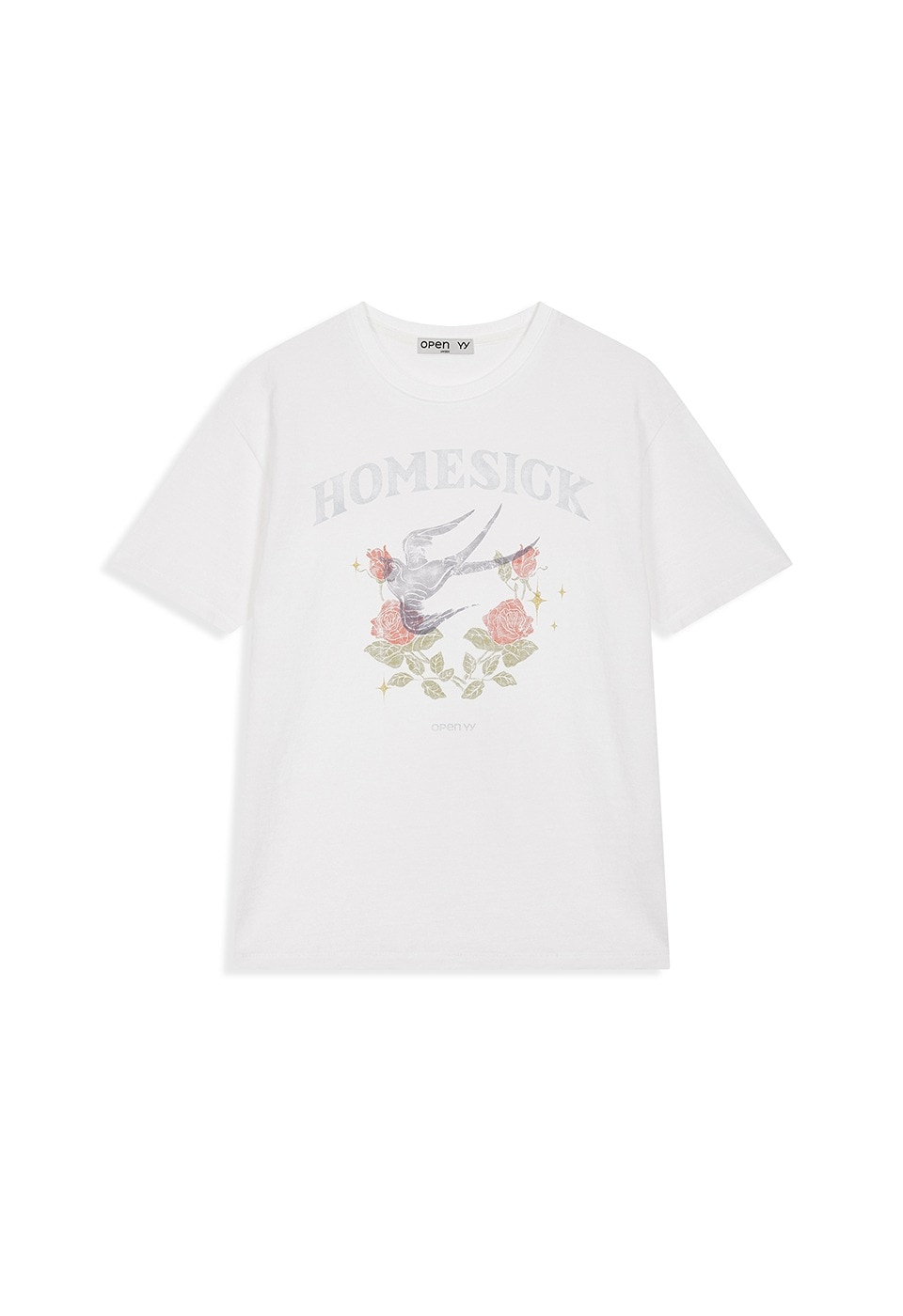 【OPEN Yy】 ROSE & SWALLOW TEE : WHITE