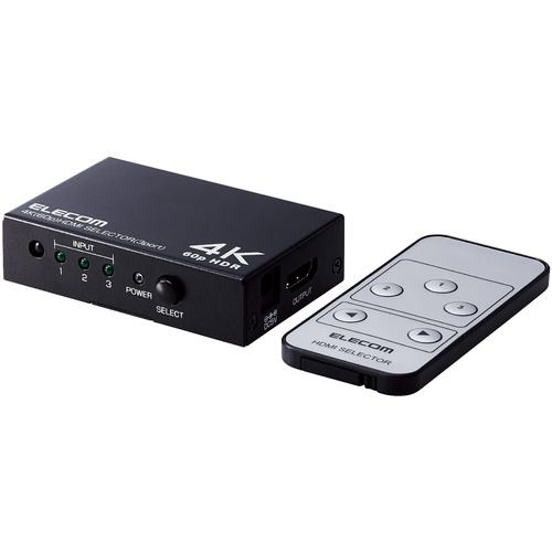 [推奨品]エレコム DH-SW4KP31BK HDMI切替器(3ポート) PC ゲーム機 マルチディスプレイ ミラーリング 専用リモコン付き