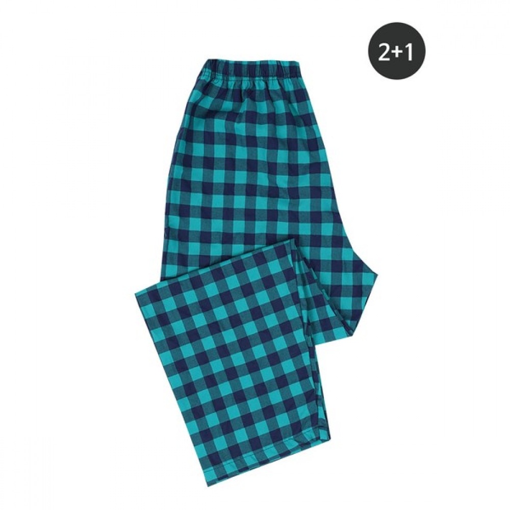 （ノーブルジーンズ）Qチェックコットン9パートパンツ2+1パジャマチェック9パートパジャマパンツ国内ビッグサイズホームウェア