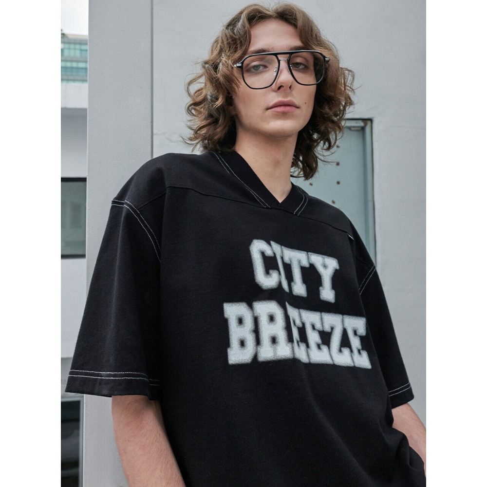 CITYBREEZE メンズシティフットボールショートスリーブ T シャツブラック