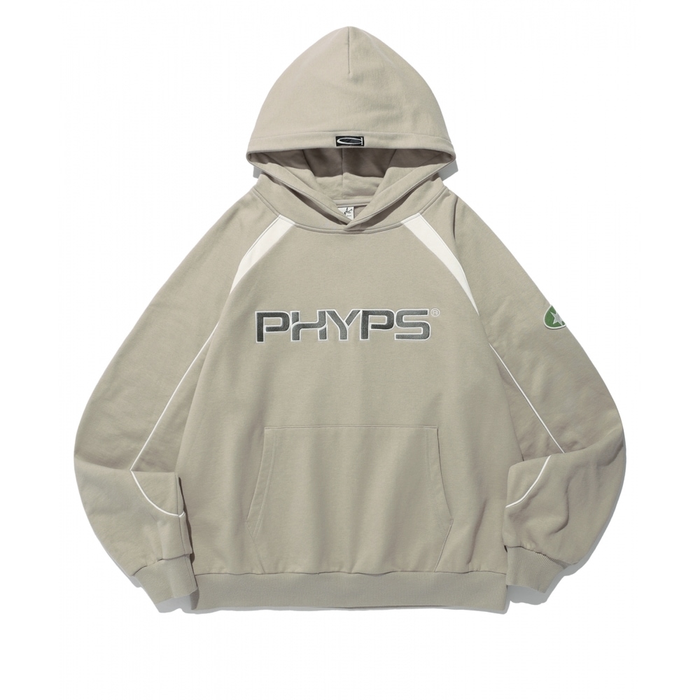 体育科 PHYPS パイピング モーターサイクル パーカー グリーン ベージュ