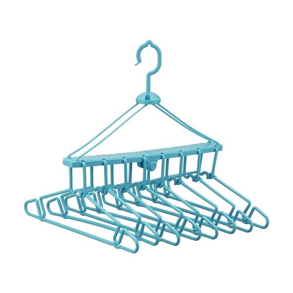 （まとめ）洗濯ハンガー 折りたたみ 8連ハンガー （ 洗濯物干し ハンガー 8 連 ） 10個セット