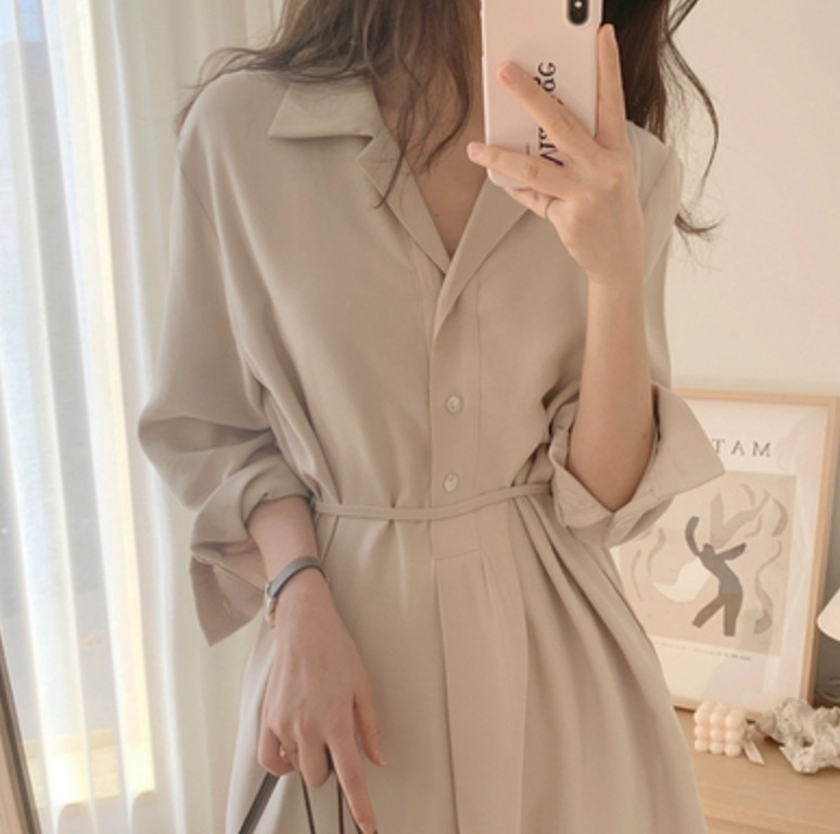 ワンピース シャツワンピース ミモレ ミモレ丈 袖あり 長袖 かわいい 大人可愛い きれいめ シンプル カジュアル 大人 上品 おしゃれ お洒落 かっこいい レトロ 大人女子 こなれ感 個性的 クール