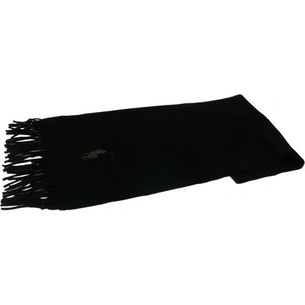 ビッグポニー ウールマフラー 黒 ブラック イタリア製 PR4-272