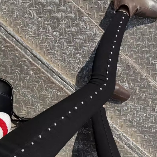 レディース パンツ ボトムス デニム Gパン デニムパンツ アンクル丈 ポケット ハイウエスト ヴィンテージ アメカジ ダメージ ウォッシュ スタッズ デニム ブルーデニム カラーデニム かわいい