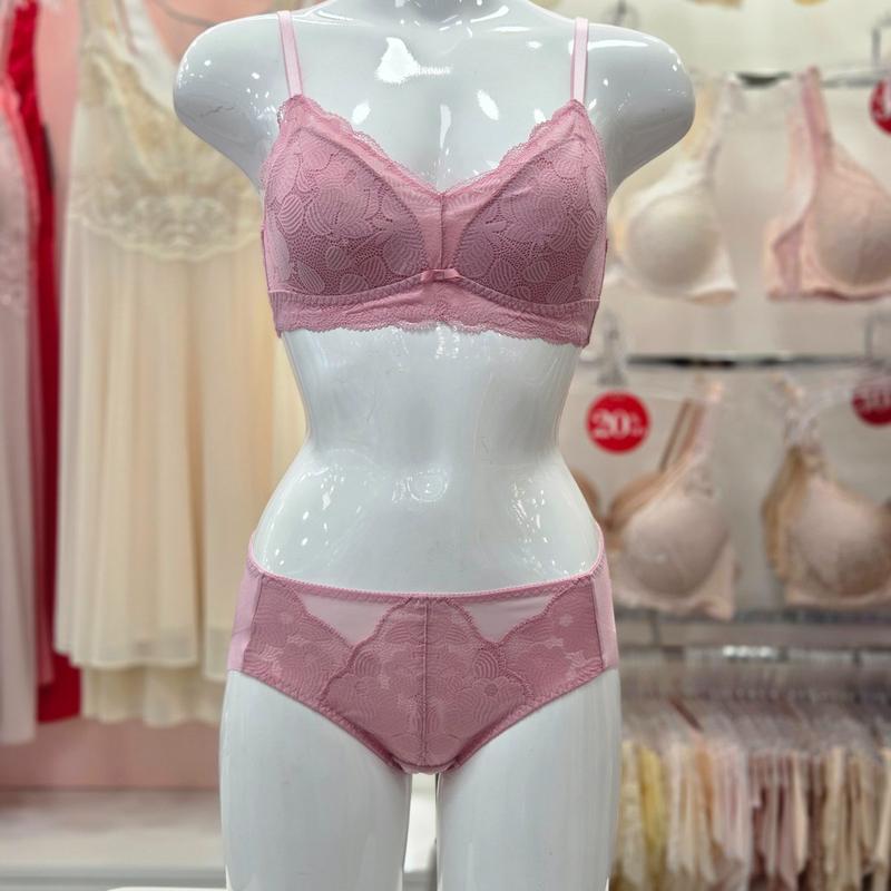 ノーワイヤー チューリップ レース ブラ ハムパンティーセット BR1990A BP1990P