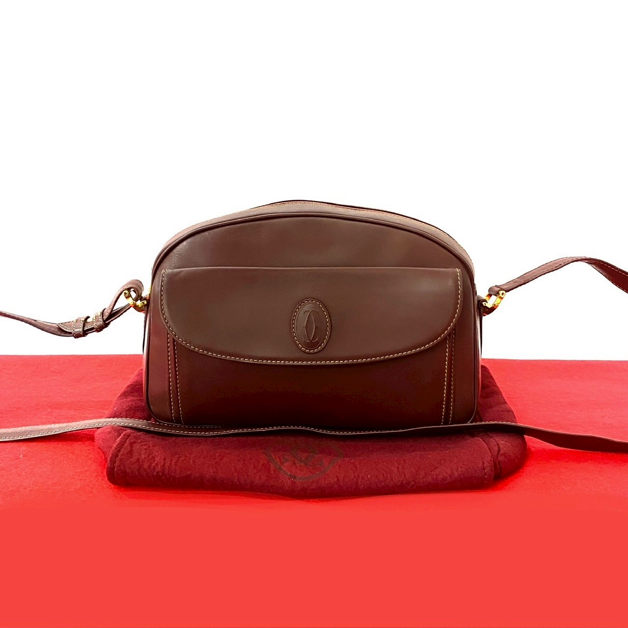 ヴィンテージ マストラインショルダーバッグ レザー ワインレッド 65168