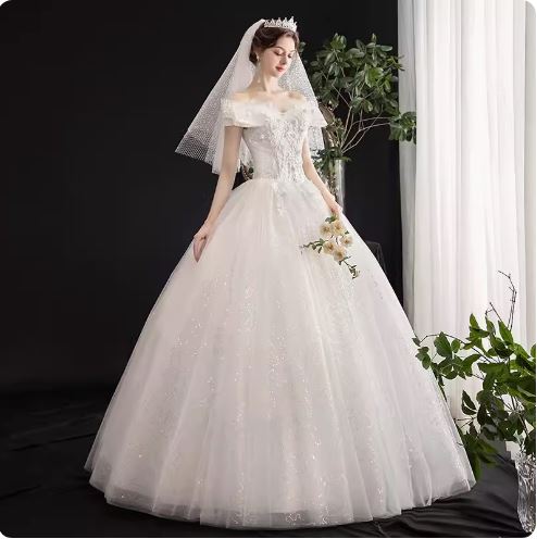 フランス式ライトマスターウェディングドレス2023新婦結婚森系痩せたシンプルな気質で肩を並べてお出かけ紗