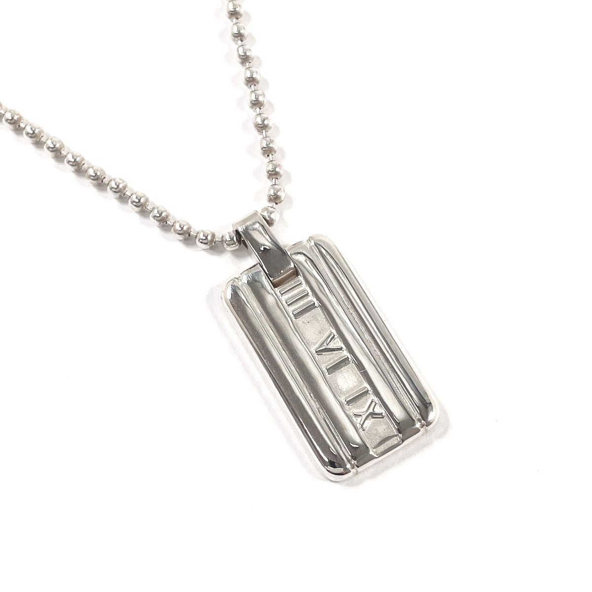 TIFFANY＆Co アトラスプレート SV925 ボールチェーン ネックレス Tiffanyボールチェーン アトラス プレート ネックレス シルバー