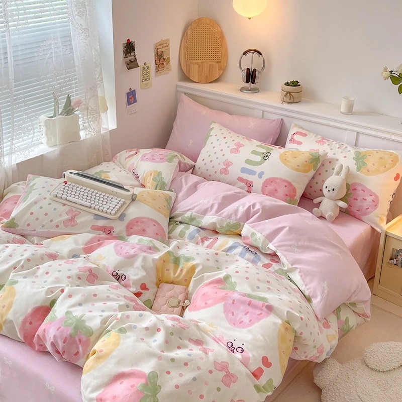 布団布団セットキルトカバー 綿4点セット 3点キルトカバー 純綿ベッドシーツ 寮 南通ホームテキスタイル漫画寝具