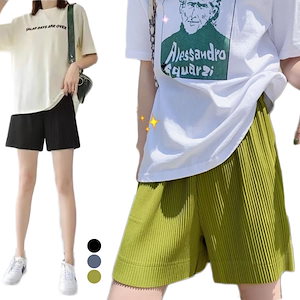 ショ-トパンツ レディース 夏 プリーツパンツ ハーフパンツ ワイドパンツ ５分丈 ハイウエスト リネンパンツ 麻 大きサイズ ゆったり 短パン ストレートパンツ 無地 送料無料 シンプル カジュアル