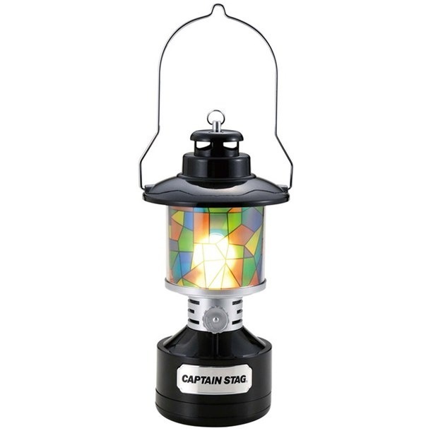 ツインライトLEDランタン(ステンドグラスフウ アウトドア　グッズ (uk4033)