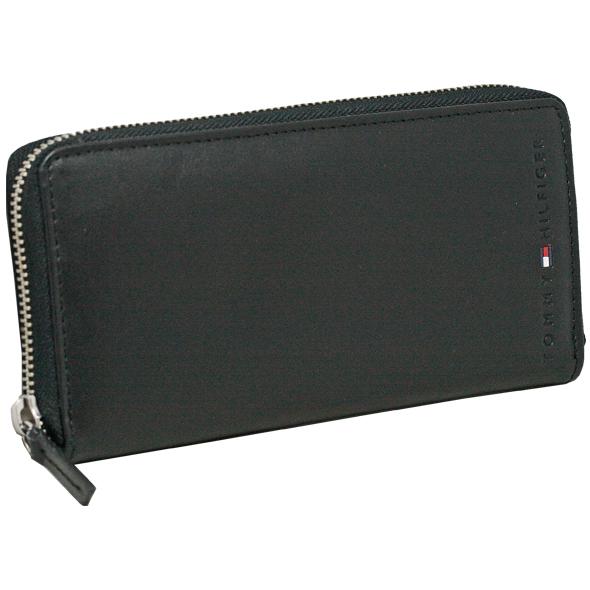 TOMMY 長財布 ZIP レザー 31TL13X015-001 ラウンドファスナー 財布 ユニセックス ブラック