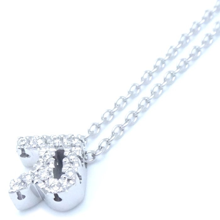 イニシャル ペンダント ネックレス R ダイヤモンド アルファベット K18WG ホワイトゴールド/292551【中古】