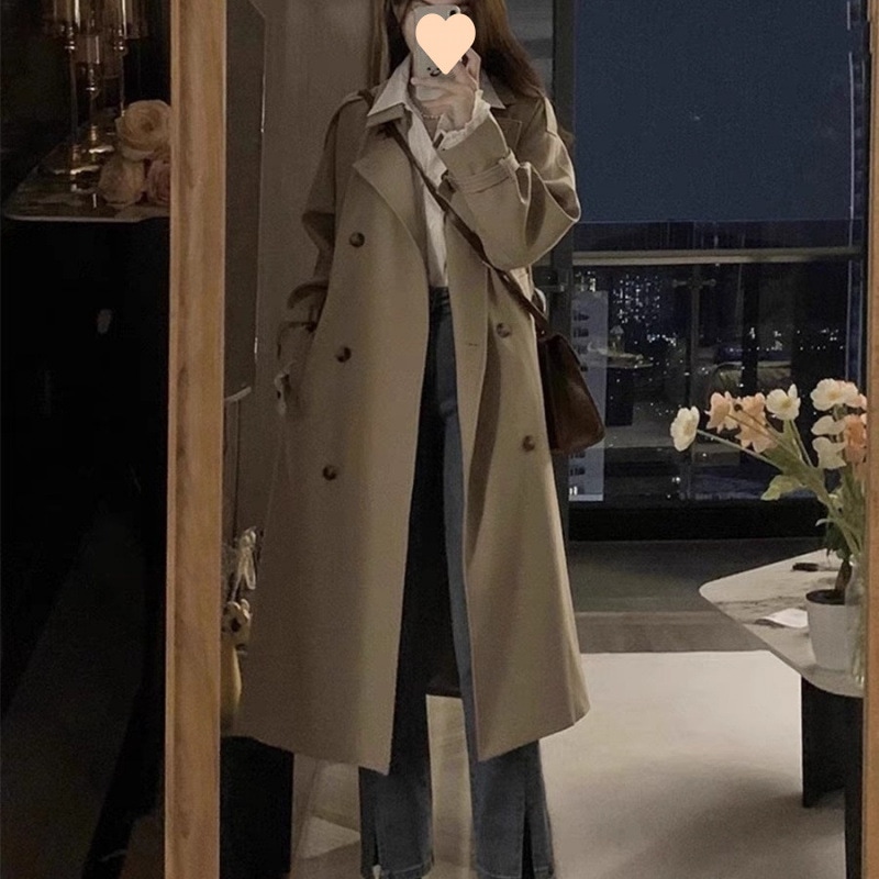 トレンチコートの女性の新型の高級小柄な中長タイプの春秋ゆるいカジュアルコートは若くて美しい