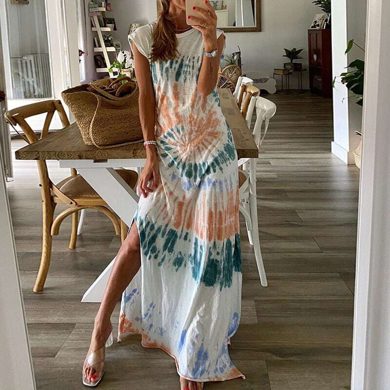 ワンピース レディース 膝下 ロング マキシ フルレングス 袖なし ノースリーブ ラウンドネック 襟なし ノーカラー フェミニン スリット サイドスリット ハイウエスト かわいい 大人可愛い シンプル
