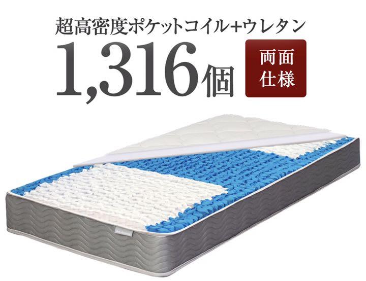 コイル数最1316個！高密度セミダブルベットマットレス