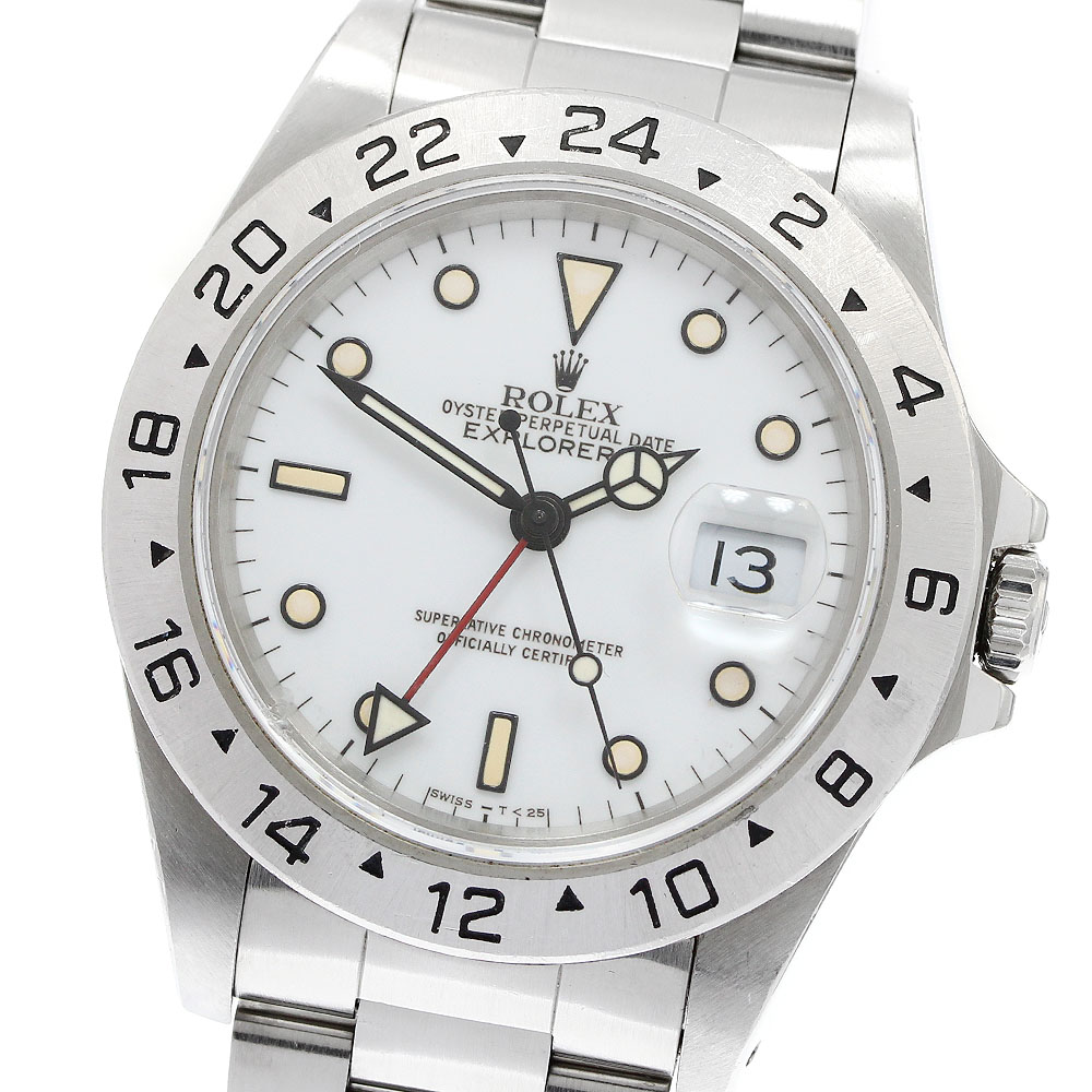 ロレックス ROLEX 16570 エクスプローラーII ホワイト文字盤 デイト 自動巻き メンズ 保証書付き_949156【中古】
