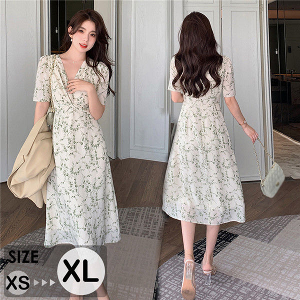 ワンピース 大人可愛い 夏ワンピース Vネック 袖あり 半袖 おしゃれ ロング丈 夏ワンピ 可愛い Aライン レディース きれいめ リゾートワンピ 旅行 デートdd035x2x2t2