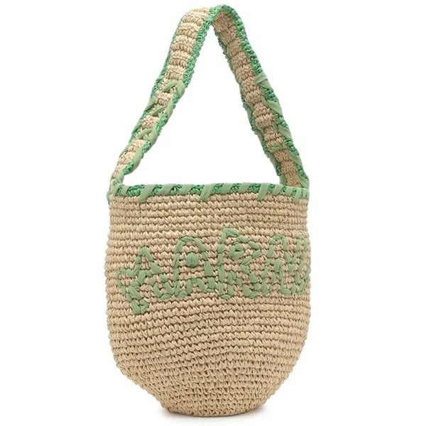 かごバッグ トートバッグ ナッサ ラフィア スモールホーボーバッグ ベージュ グリーン レディース SBMP0257A0 P8561 ZO979