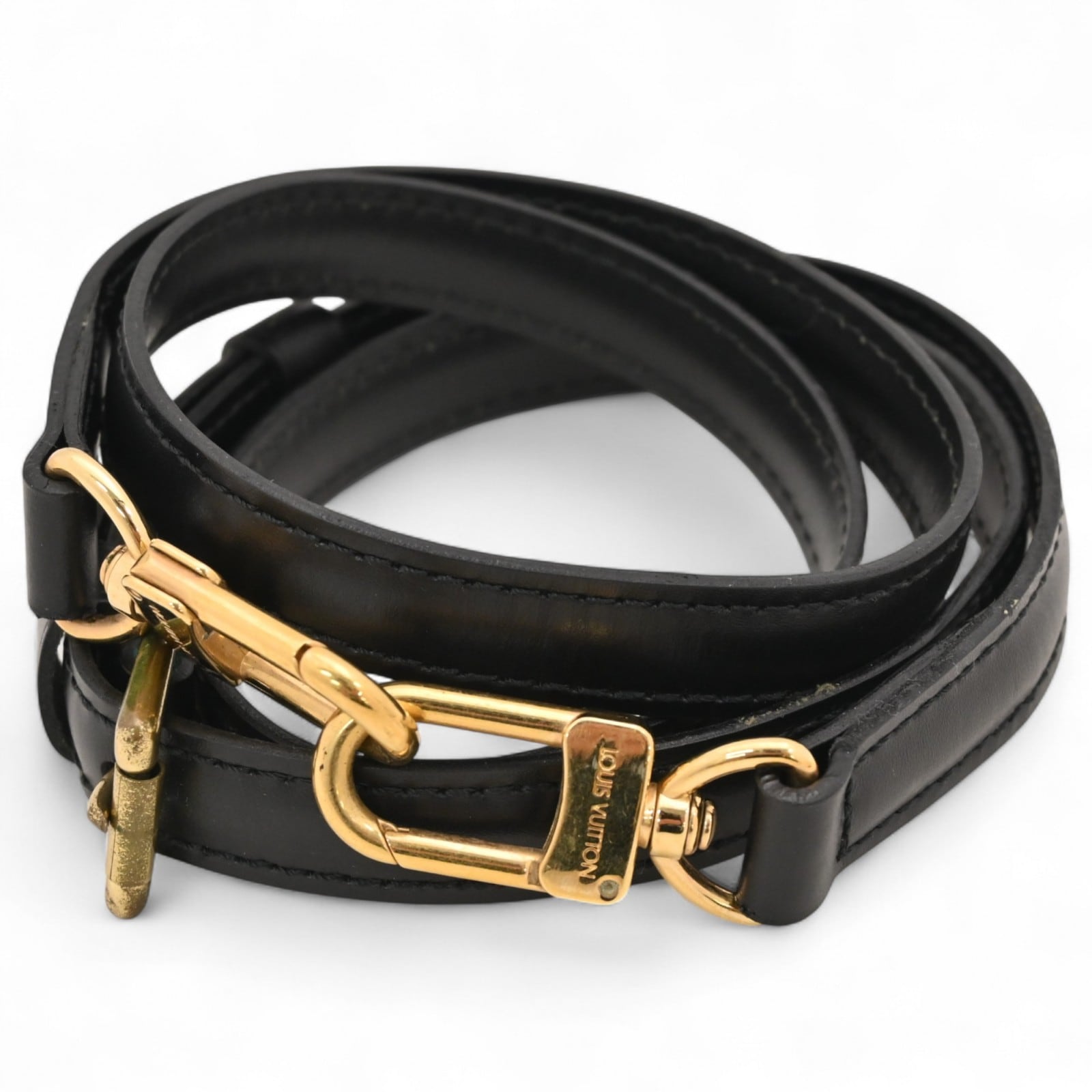 ルイヴィトン ショルダーストラップ レザー ブラック Bランク lv8810ec