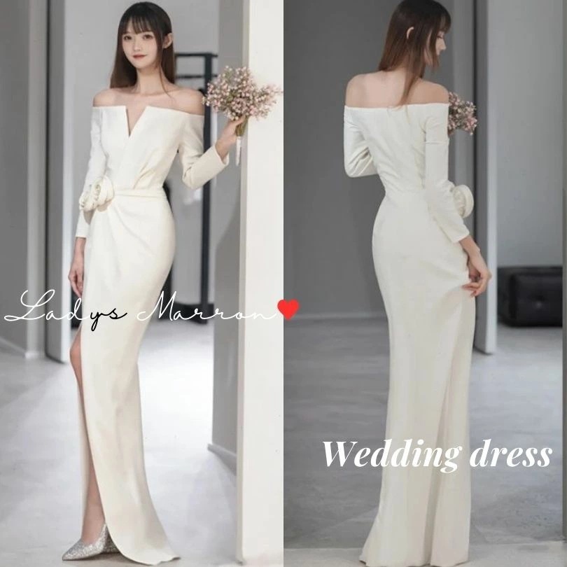 おすすめランキングウェディングドレス タイト ウエディングドレス 白 前撮り ドレス イブニングドレス 個性的ドレス 演奏会 二次会 花嫁 ロング 前撮りドレス オフショル オフショルダー 韓国 春