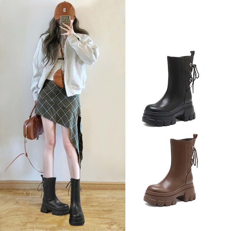 厚底マーチンブーツ ヒール 8CM ショートブーツ レディース　ブーツスニーカー厚底