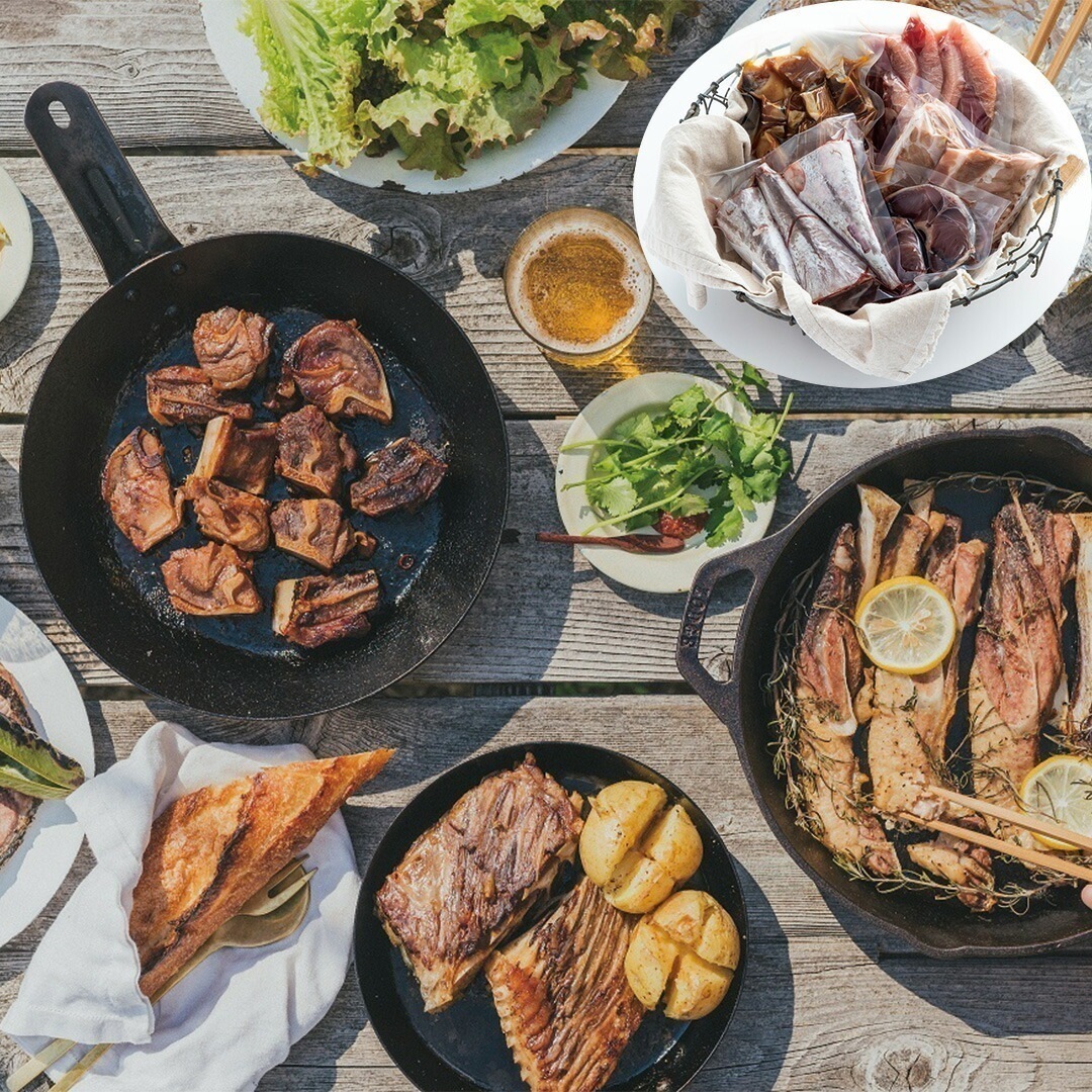 神奈川 海のめぐみ まぐろグリルセット アゴ肉500g 本まぐろエンガワ500g カマ肉ステーキ600g 尾身ステーキ300g 骨付きタレカルビ500g 【産直メーカー直送品】