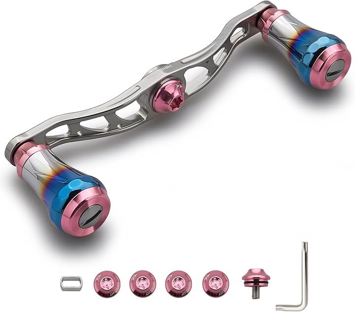 ベイト リール ハンドル 航空アルミ製 シマノ ダイワ アブガルシア 通用 ベイトリール Aurora 0136(V2.0 - 105mm - ガンメタル＆桜)