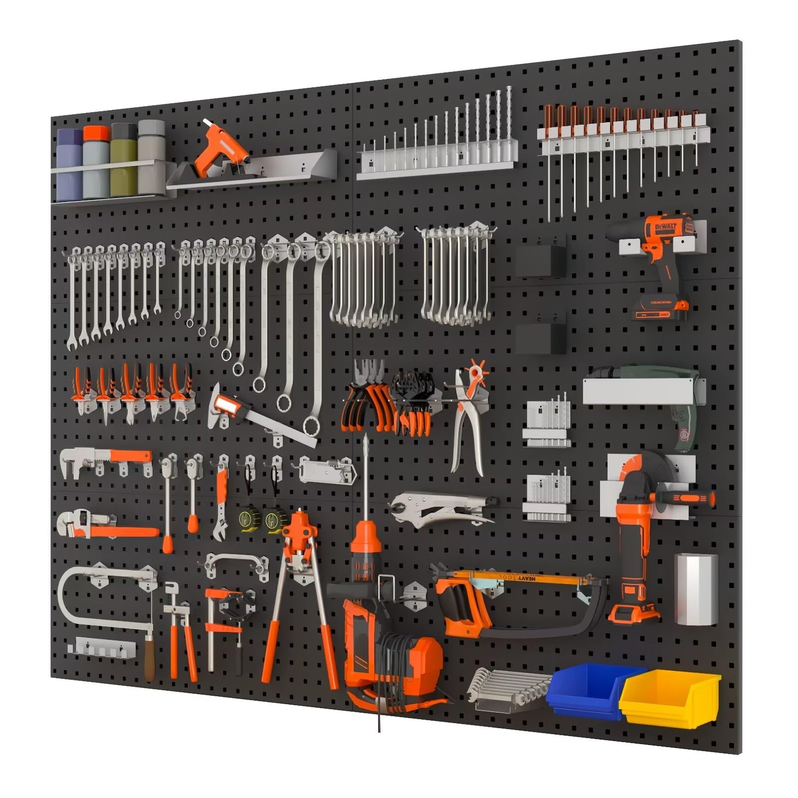 有孔ボード スチール パンチングボード ブラック 業務用 600*450mm 耐荷重70KG 高耐荷重 壁掛けボード 工具 工具収納 ツールラック ガレージ 工場作業 DIY