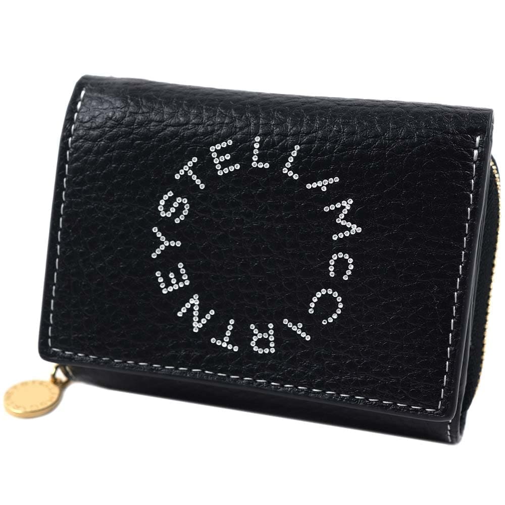 ステラマッカートニー 財布 三つ折り財布 ミニ財布 ロゴ レディース ブラック TRIFOLD WALLET EMBOSSED GRAINY MAT POLYURETHANE BLACK STELLA