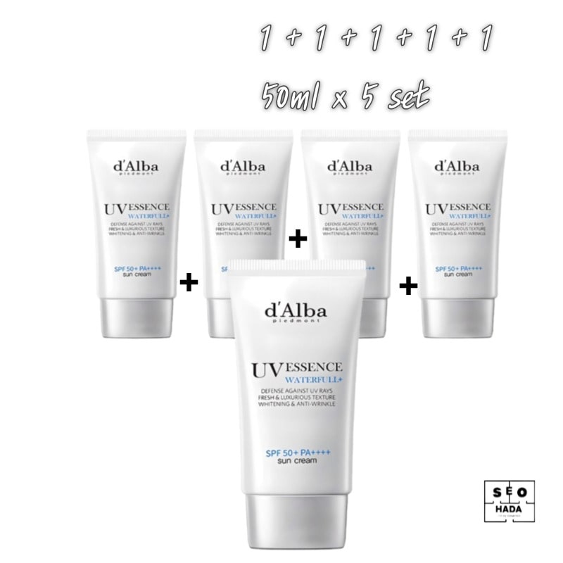 【ヴィーガン】ウォータフルエッセンスサンクリーム SPF50+ PA+++ 50ml × 5本 プレミアムUVケア / トーンアップ / メイク下地 / 敏感肌 / メイク崩れ防止うるおいエッセンス仕