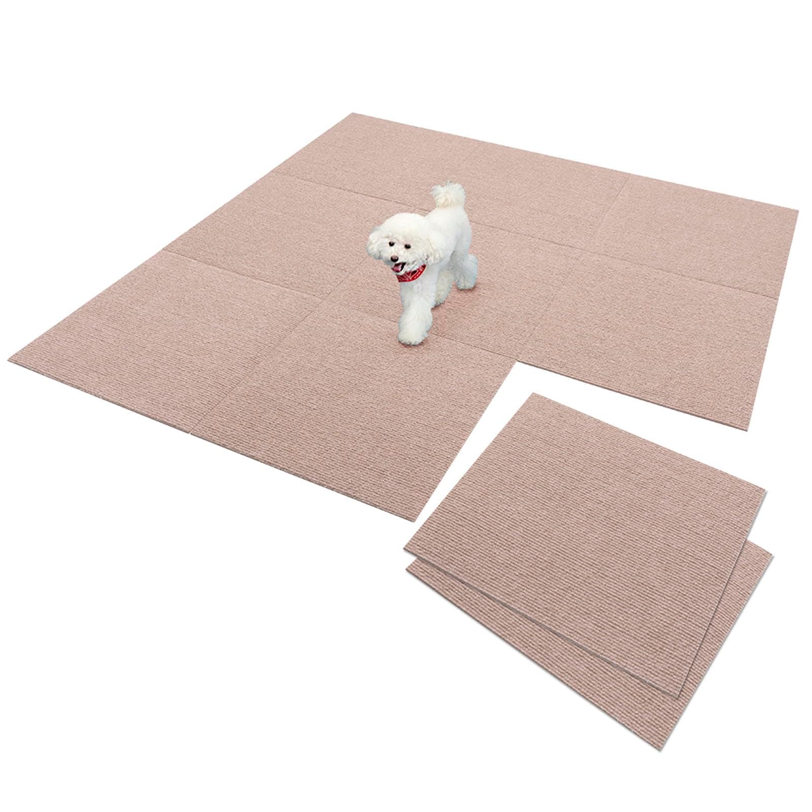 Sanko【日本製 撥水 消臭 洗える】サンコー ずれない ジョイントマット 大判 45×45cm ベージュ 10枚 カーペットタイプ おくだけ吸着 タイルマット KH-14