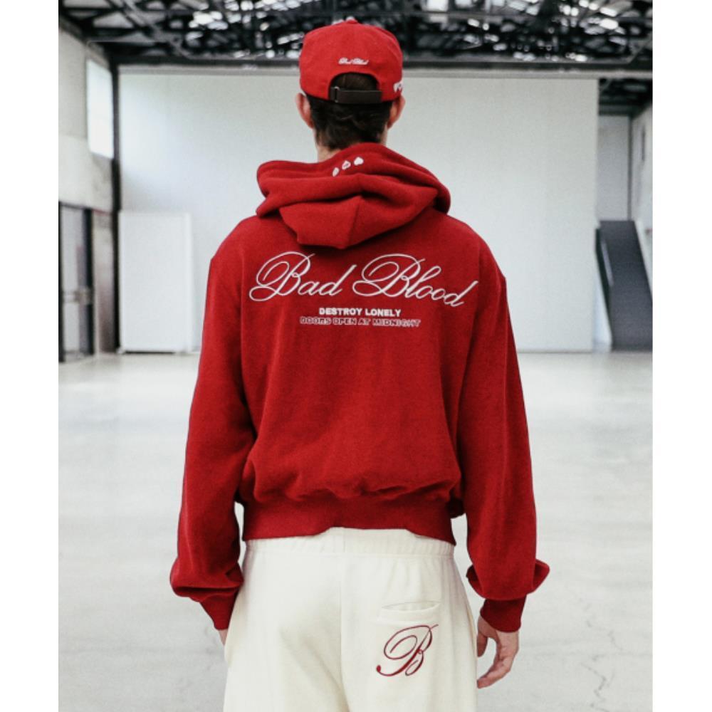BADBLOOD Classic Logo Hoodie Zip-Up Red w-hde24-022