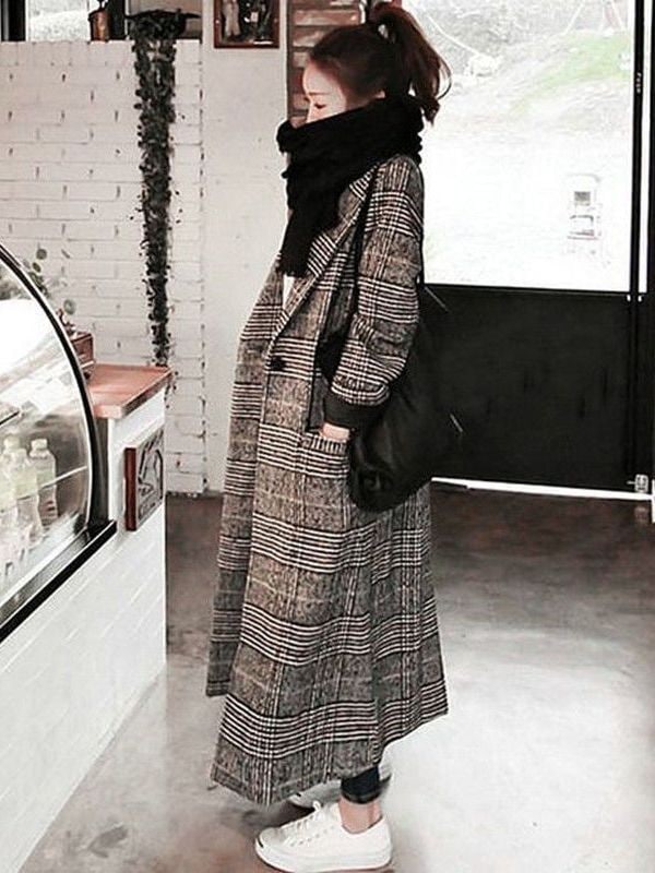 高級な質感 グレンチェック ロング 千鳥柄ロングコート 大きいサイズ チェック柄 チェスターコート ロングコート レディース アウター コート 秋冬物 冬 オーバーサイズ