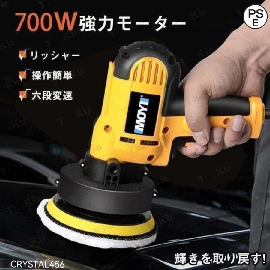 電動ポリッシャー 初心者にもやさしい W強力モーター ダブルアクションポリシャ 研磨機 段変速可能 研磨パッド付き 自動車用 ワックス作業 塗装面用 傷消し