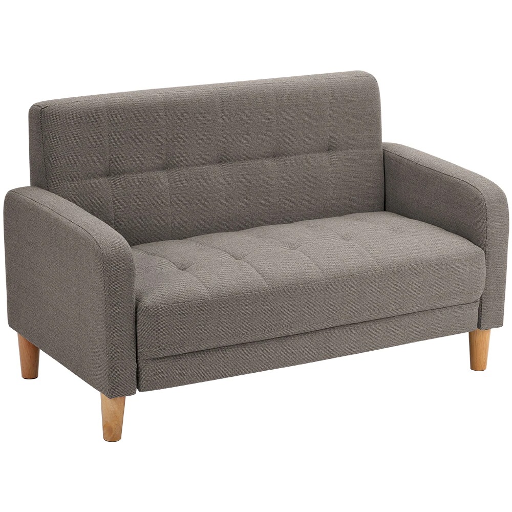 送料無料319ソファー 2人掛け 肘付き 天然木脚 幅約110cm 簡単組み立て 2WAY ファブリック おしゃれ 新生活 北欧スタイル ソファベッド【ライトグレー】