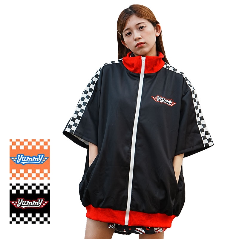 [半袖]Yummy ジャケット ブルゾン ジャージ 原宿 原宿系 ファッション 病み 病みかわ ダーク ポップ デコラ jr-547-128-ss