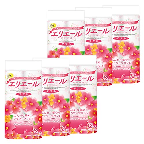 エリエール トイレットペーパー フラワープリント 25m72ロール(12ロール6パック) ダブル パルプ100% 優雅な花の香り 【ケース販売】